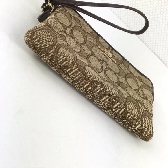 COACH Wristlet Bag Brown Signature Logo with Tag - Picture 9 of 10